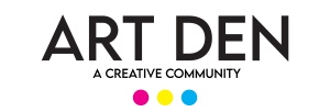Art Den Logo - Horizontal with 3 CMYK dots - dark